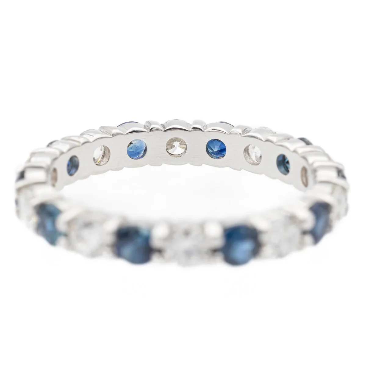 Bague Alliance Or blanc Saphir, Diamant – Image 4