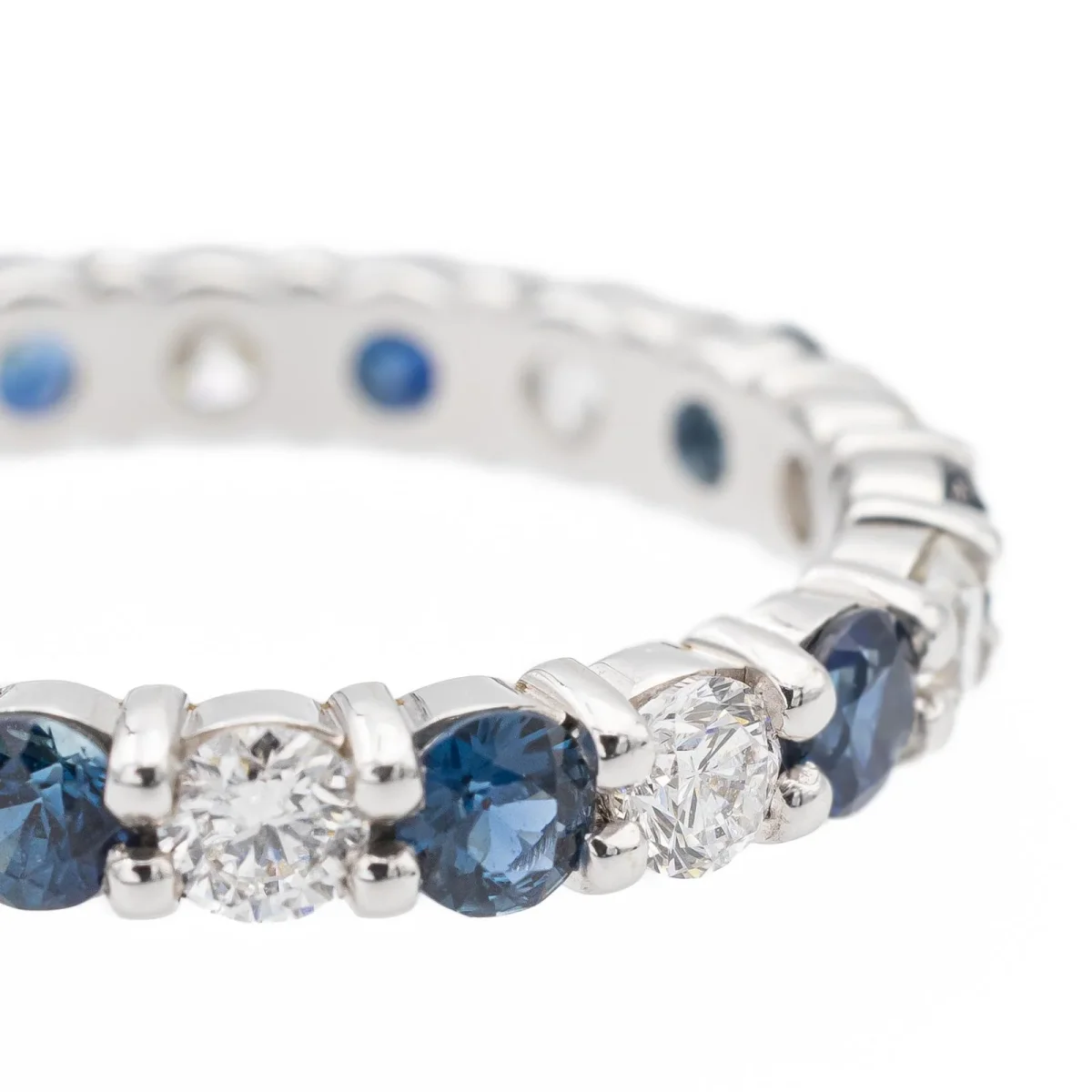 Bague Alliance Or blanc Saphir, Diamant – Image 5