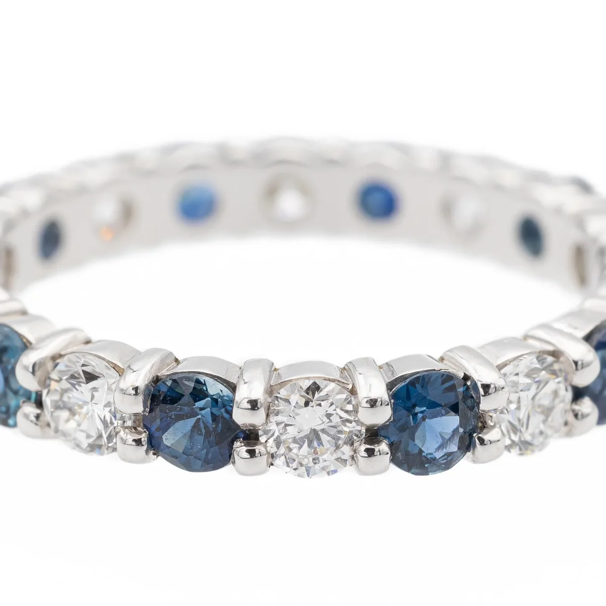 Bague Alliance Or blanc Saphir, Diamant – Image 6