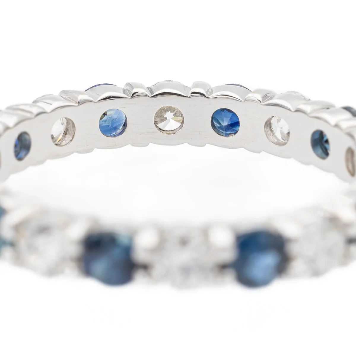 Bague Alliance Or blanc Saphir, Diamant – Image 7