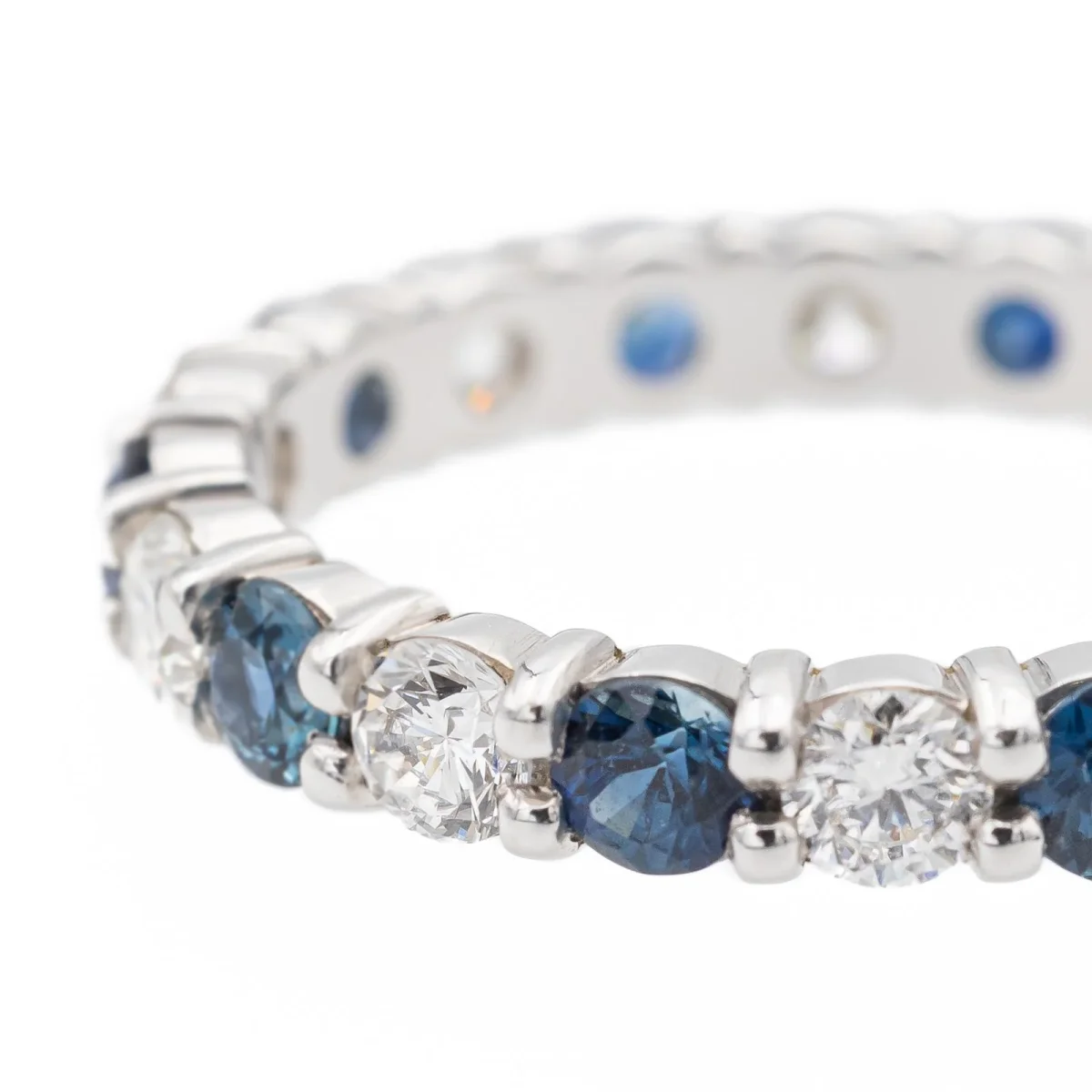 Bague Alliance Or blanc Saphir, Diamant – Image 8