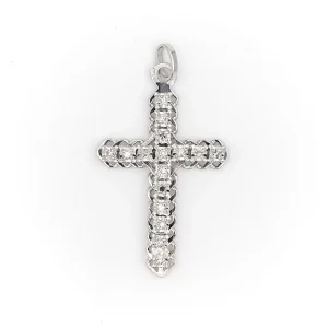 Pendentif Croix Or blanc Diamant