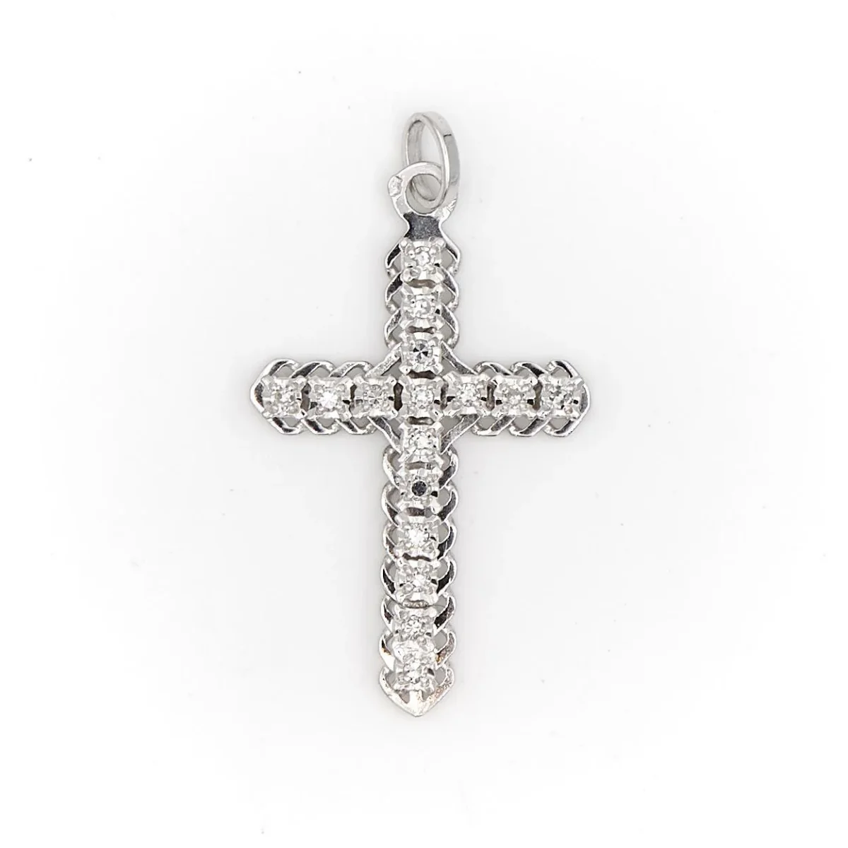 Pendentif Croix Or blanc Diamant – Image 2