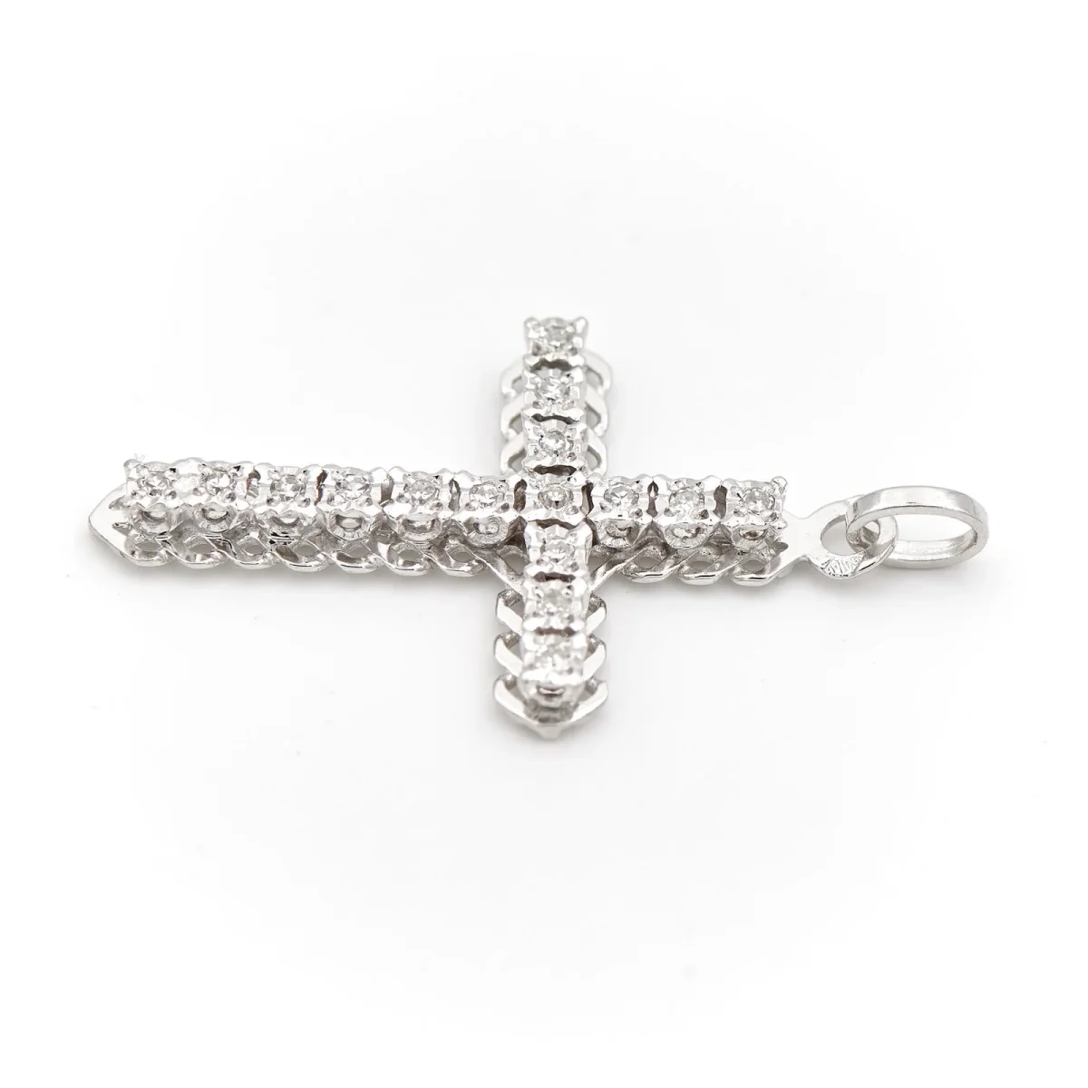 Pendentif Croix Or blanc Diamant – Image 3