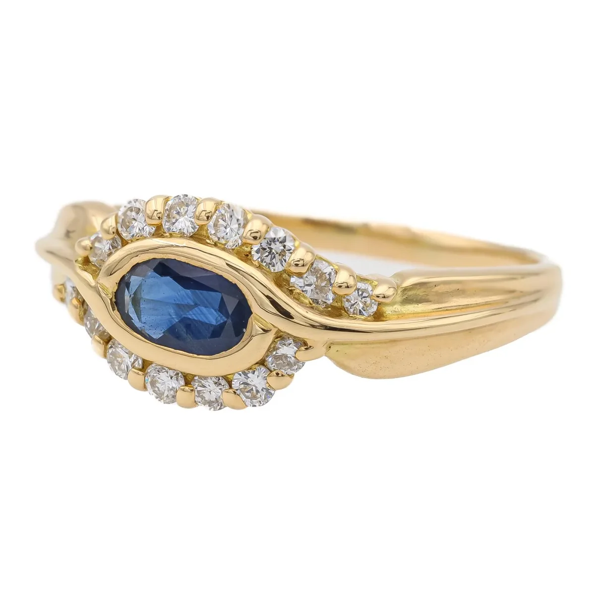 Bague Or jaune Saphir, Diamant – Image 4