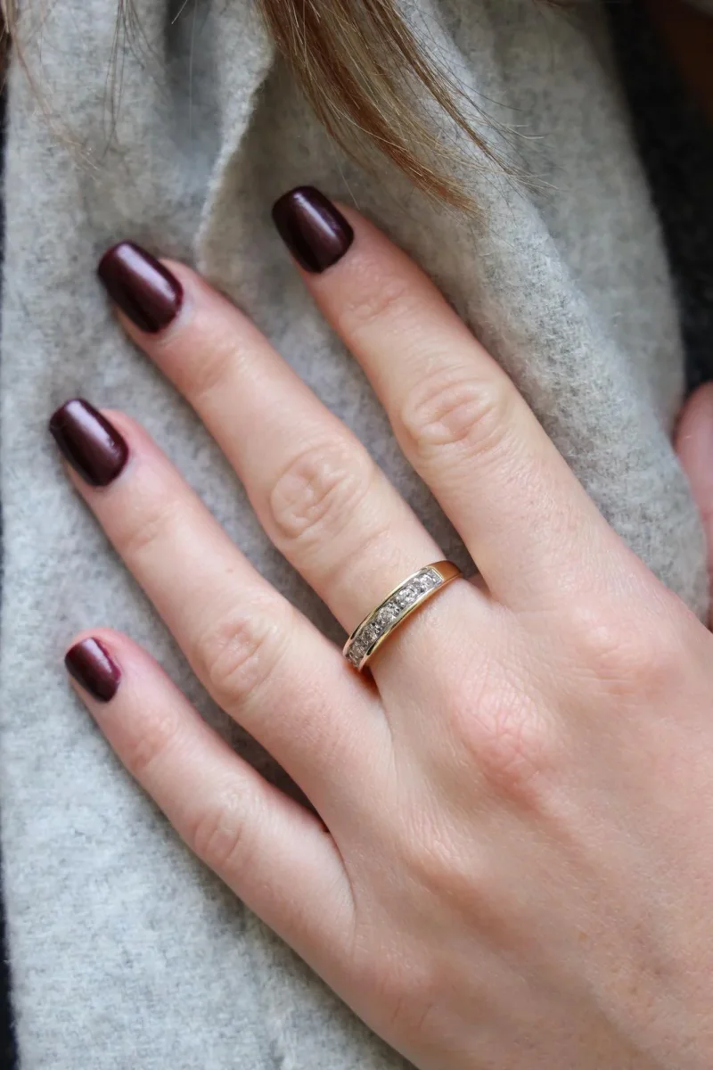 Bague Alliance Or jaune, Or blanc Diamant – Image 3