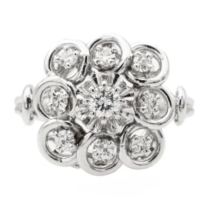 Bague Fleur Platine, Or blanc Diamant