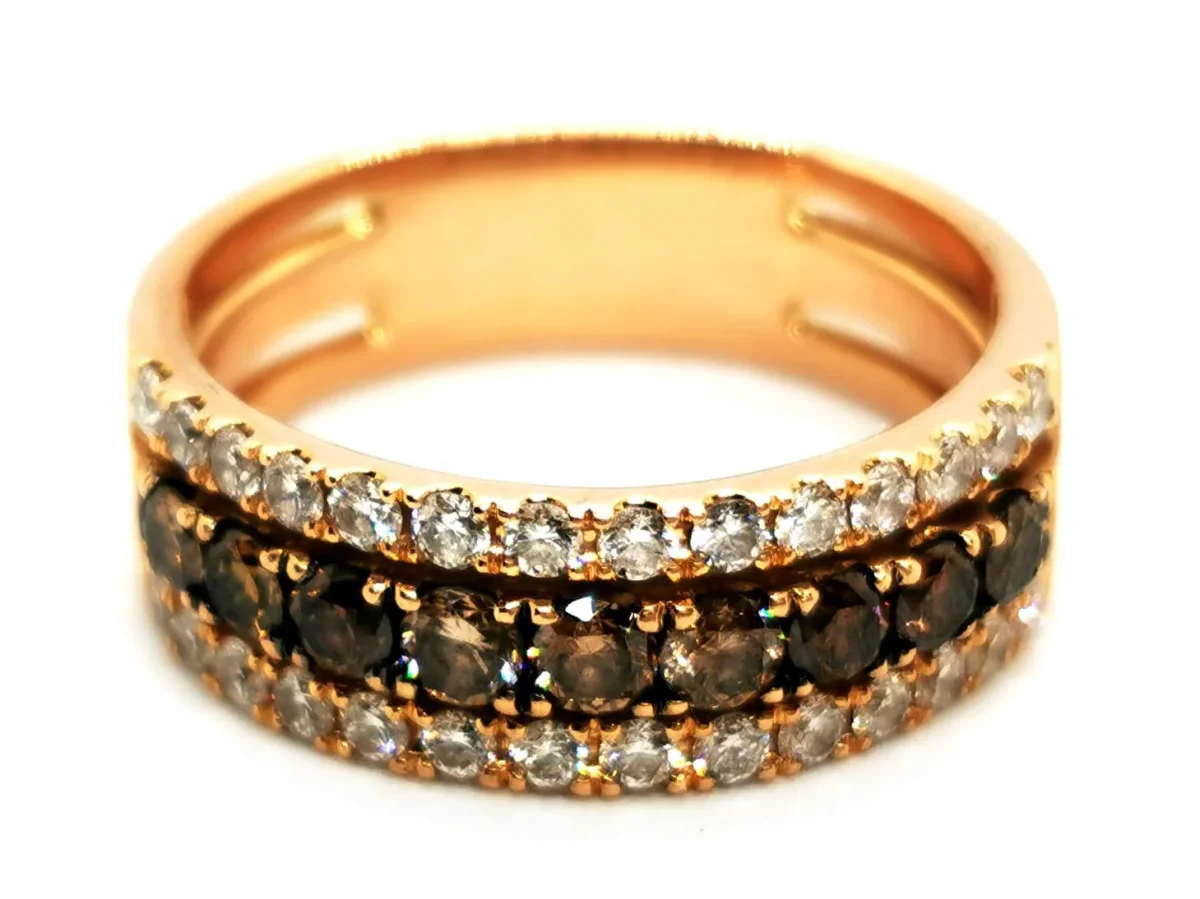 Bague Or rose Diamant brun, Diamant