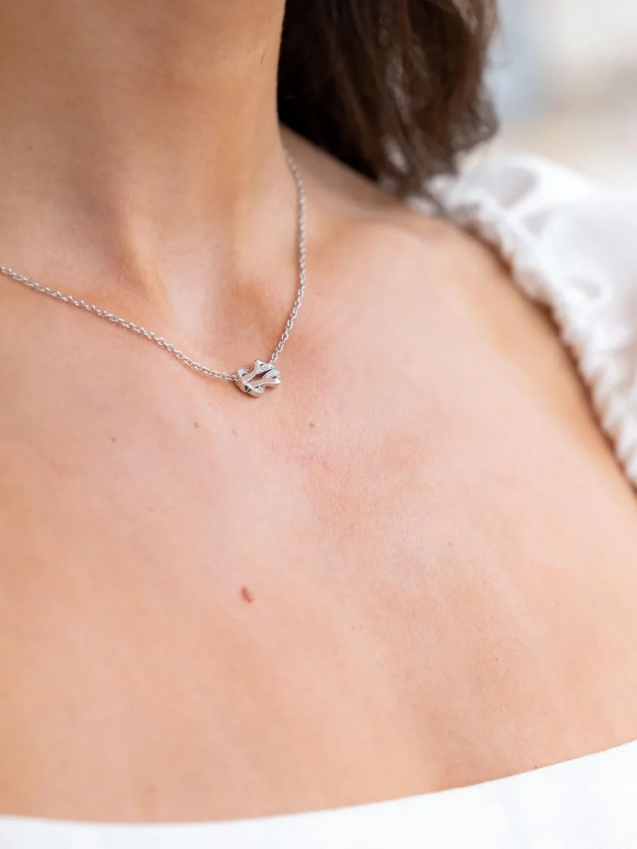 Fred Collier Pendentif Chance infinie Or blanc Diamant – Image 3