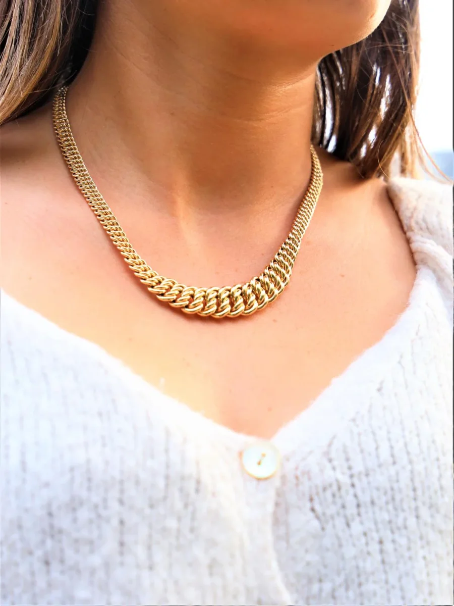 Collier Maille américaine Or jaune – Image 3