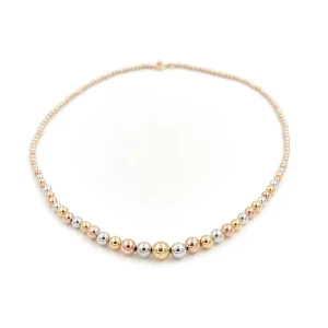 Collier Boule Or blanc, Or jaune, Or rose