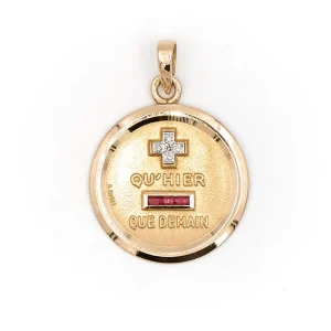 Pendentif Or jaune, Or blanc Diamant, Rubis