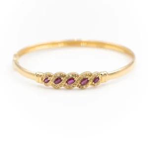 Bracelet Jonc Or jaune Rubis, Diamant