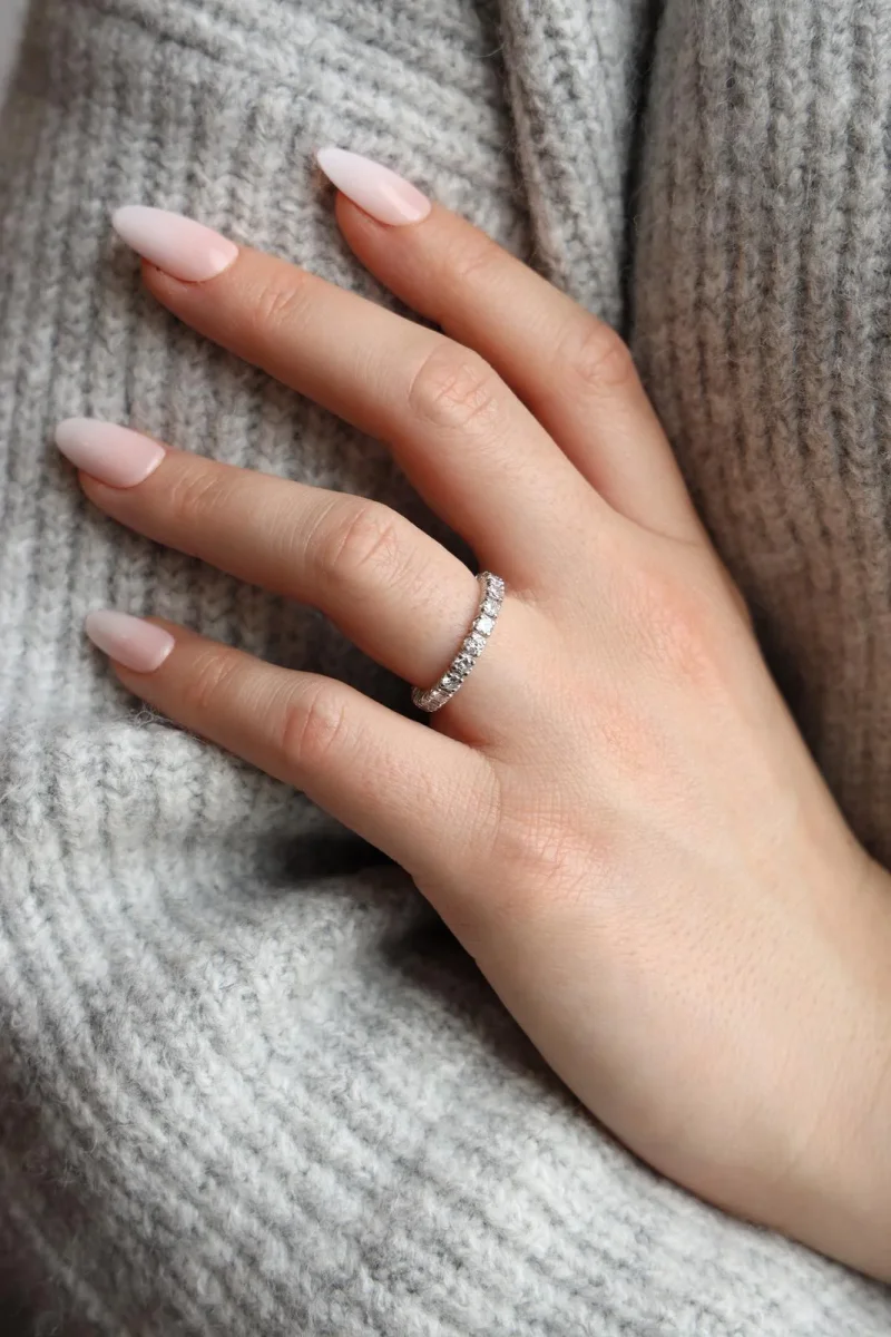 Bague Alliance américaine Or blanc Diamant – Image 3