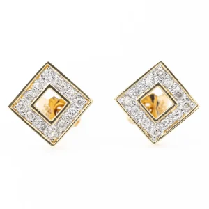 Boucles d'oreilles Puces Or jaune, Or blanc Diamant