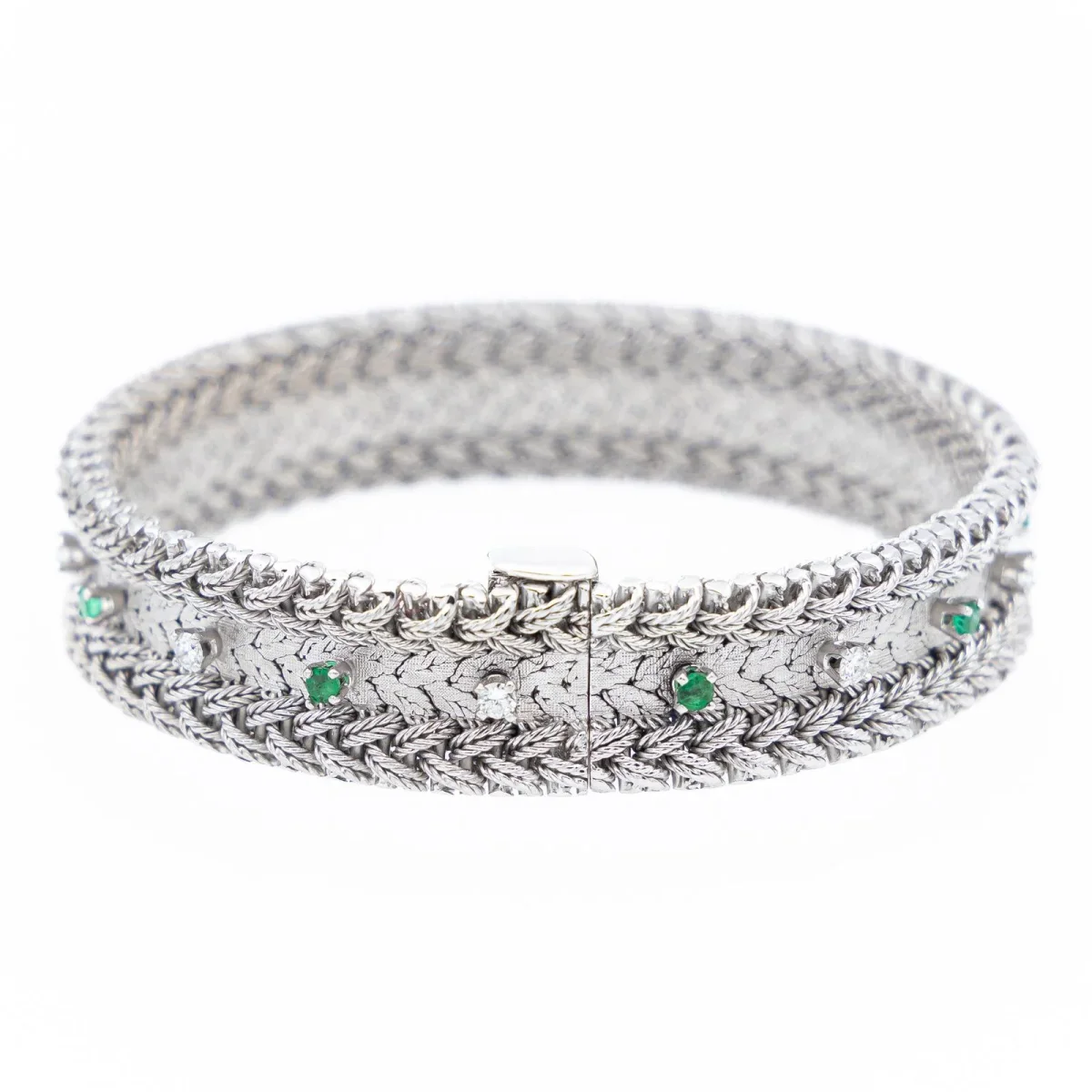 Gay frères Bracelet Manchette Or blanc Diamant, Emeraude – Image 5