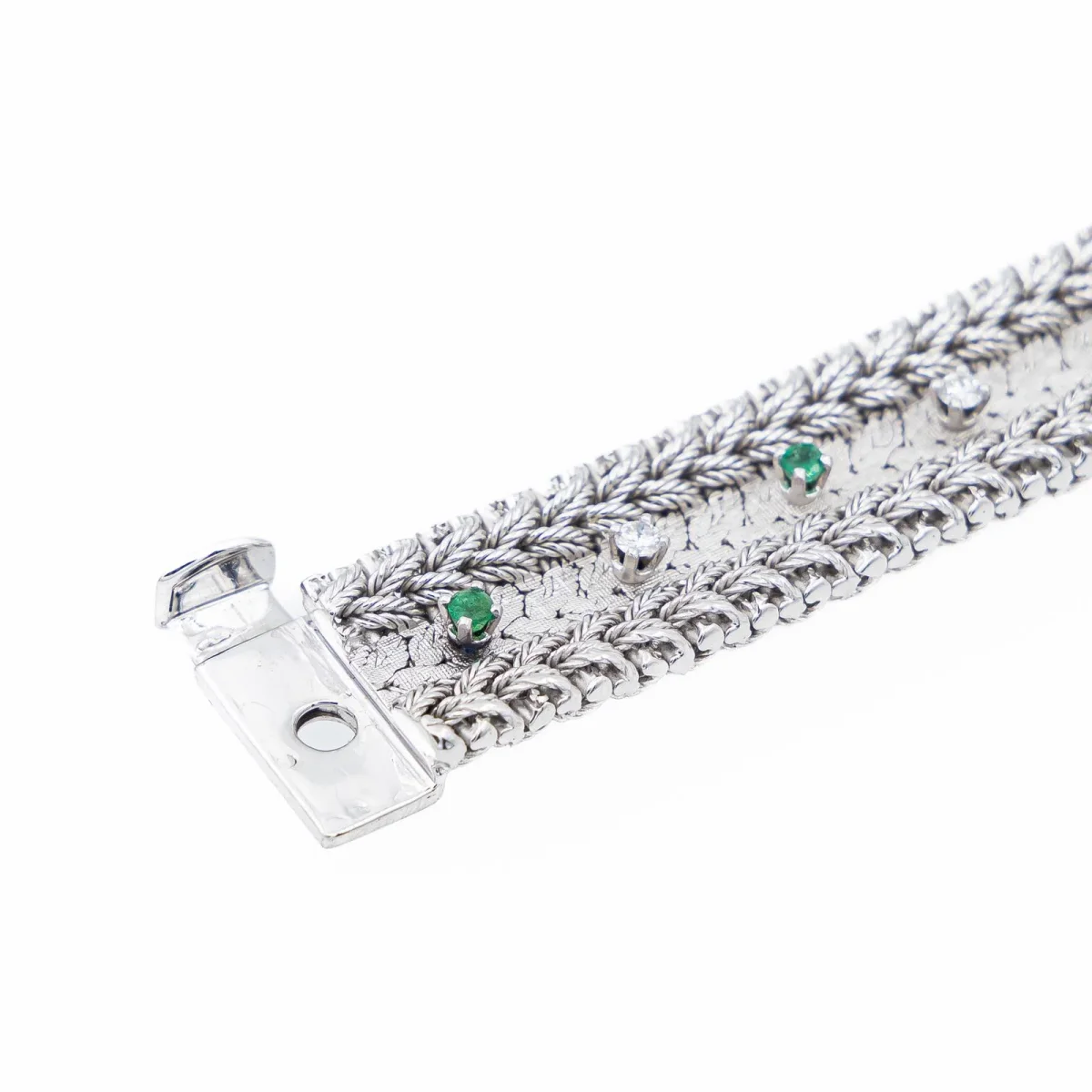 Gay frères Bracelet Manchette Or blanc Diamant, Emeraude – Image 6