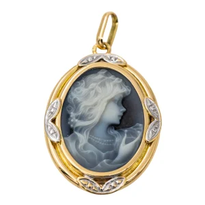 Pendentif Camée Or jaune, Or blanc