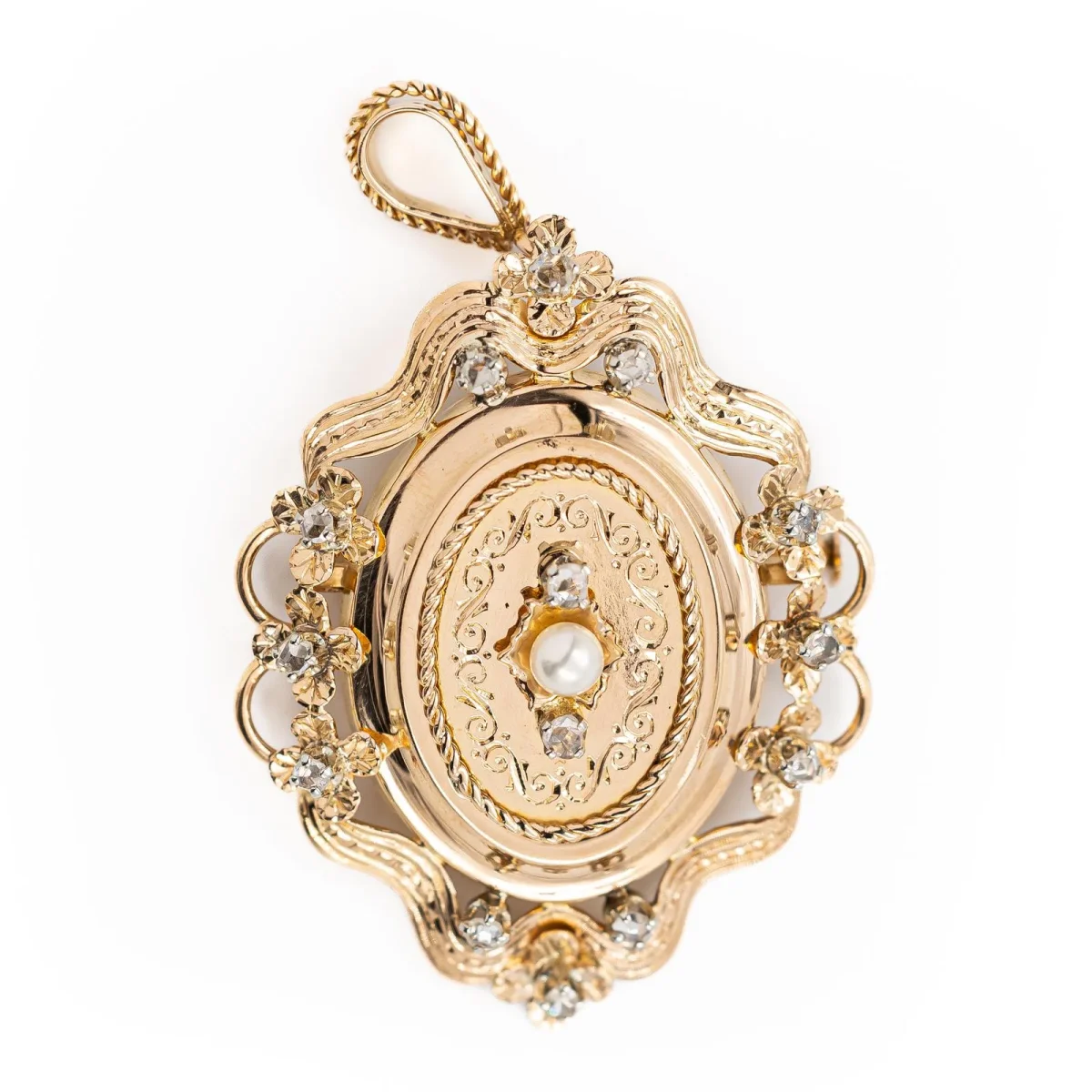 Pendentif Napoléon III Or jaune Perle, Diamant – Image 2