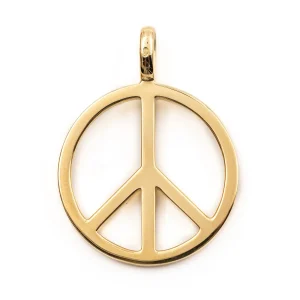 Pendentif Peace & Love Or jaune