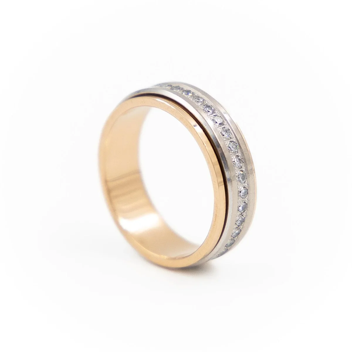 Bague Alliance Or rose, Or blanc Diamant – Image 6