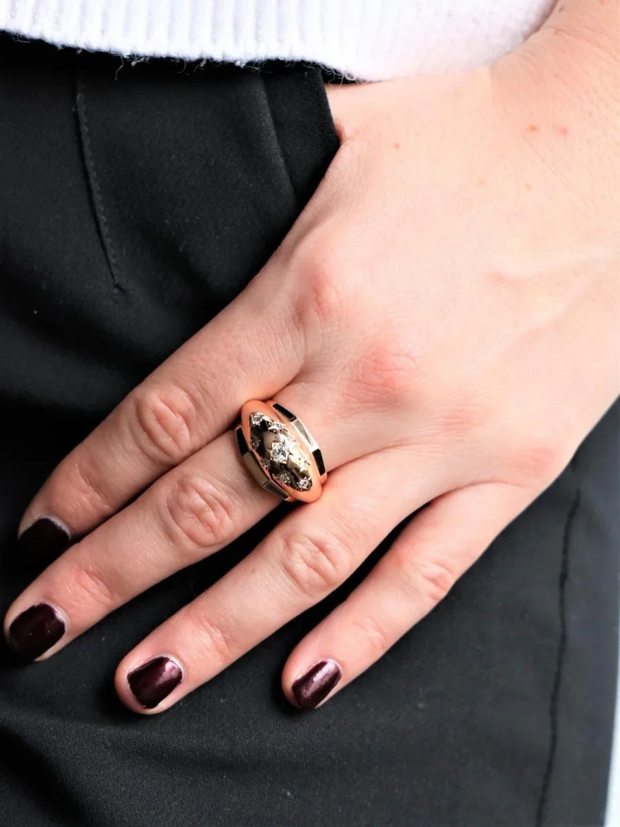 Bague Boule Or rose Diamant – Image 3