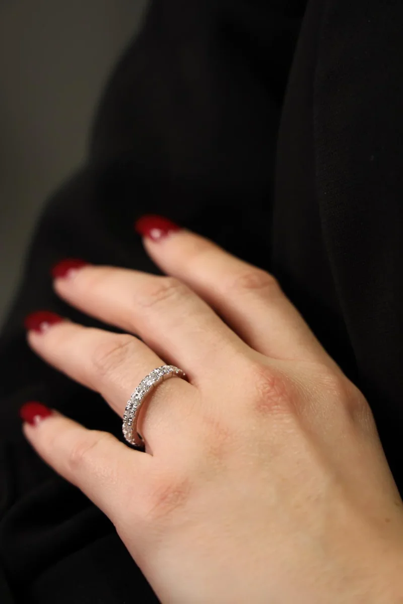 Bague Alliance Or blanc Diamant – Image 3