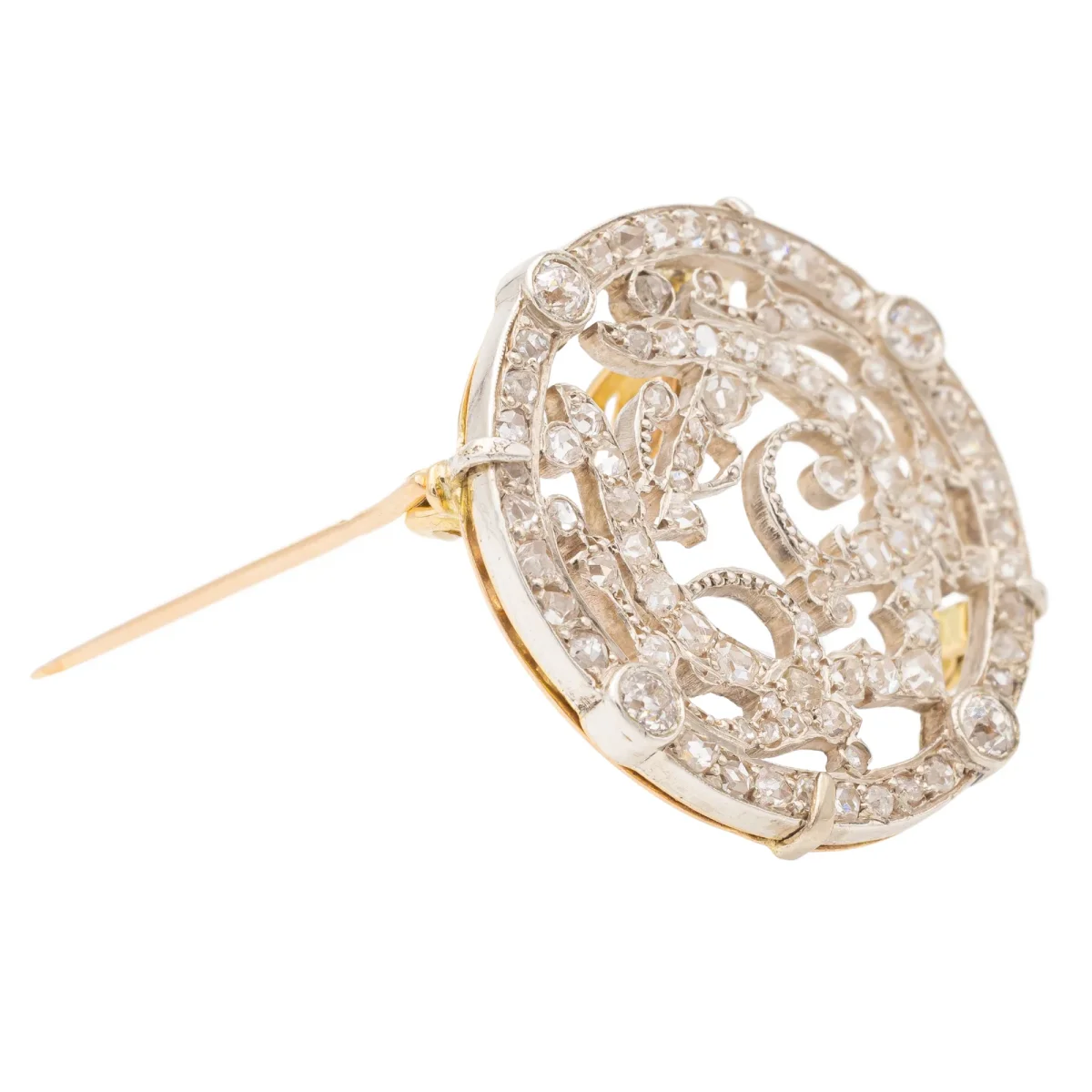 Pendentif Broche Or blanc, Or rose, Or jaune Diamant – Image 3