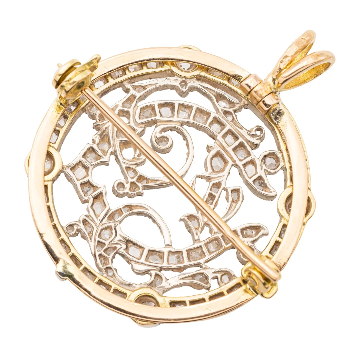 Pendentif Broche Or blanc, Or rose, Or jaune Diamant – Image 4