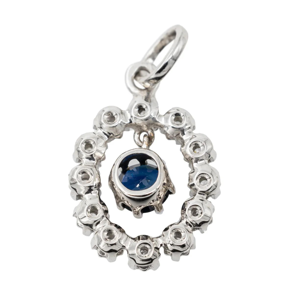 Pendentif Or blanc Saphir, Diamant – Image 6