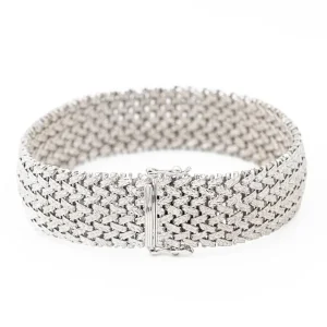 Bracelet Maille polonaise Or blanc