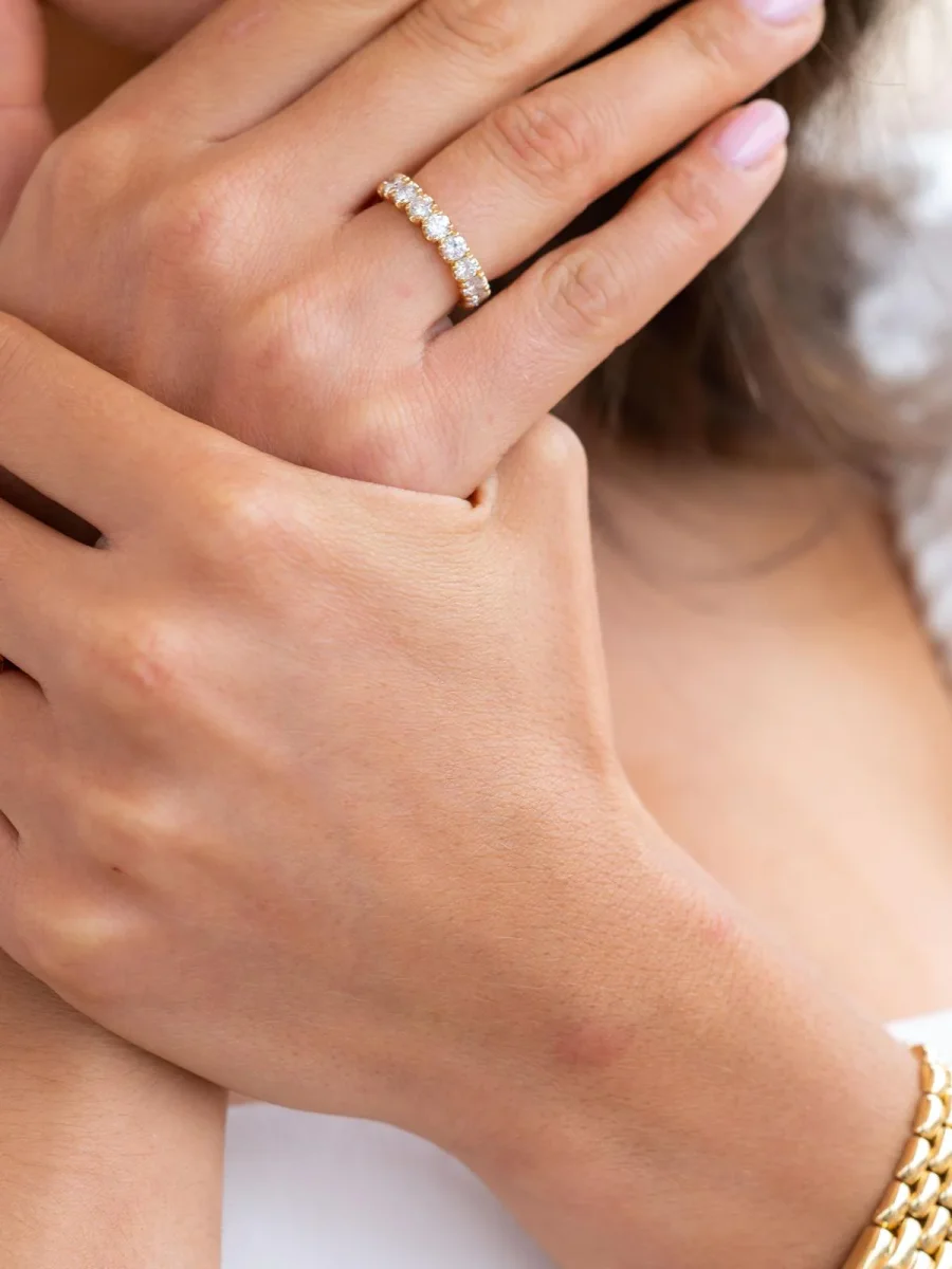 Bague Alliance américaine Or jaune Diamant – Image 9