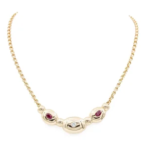 Fred Collier Maille jaseron  Or jaune Diamant, Rubis