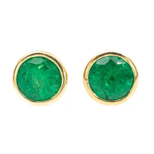 Boucles d'oreilles Puces Or jaune Emeraude