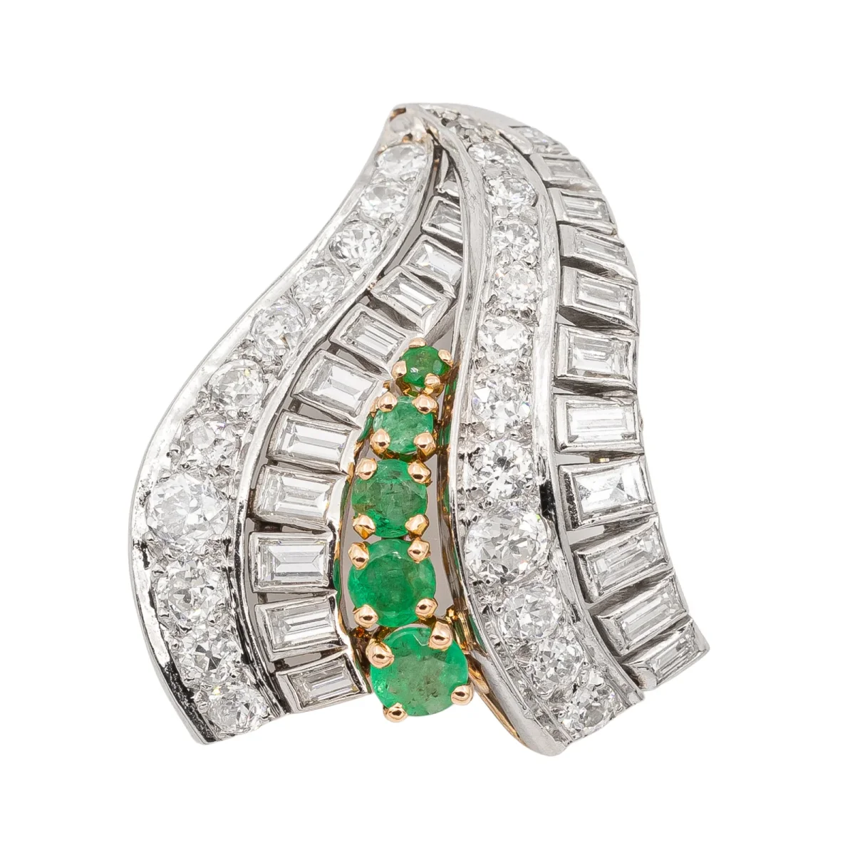 Pendentif Art déco Or blanc Diamant, Emeraude – Image 2