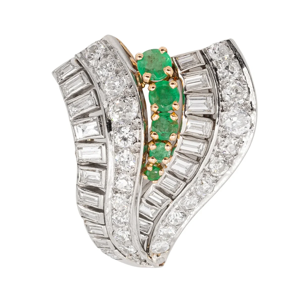 Pendentif Art déco Or blanc Diamant, Emeraude – Image 4