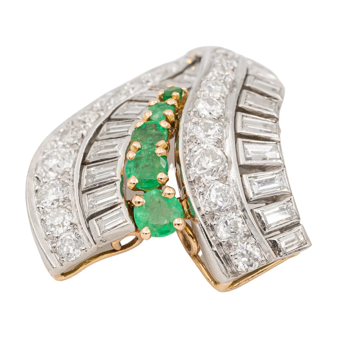 Pendentif Art déco Or blanc Diamant, Emeraude – Image 6