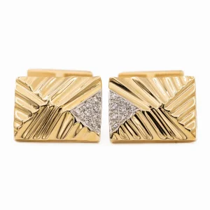 Boutons de manchette Or jaune, Or blanc Diamant