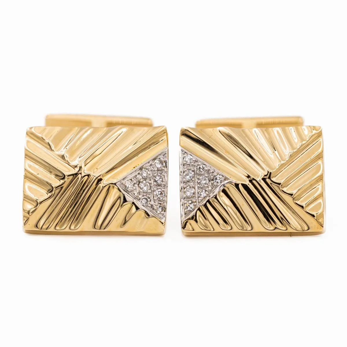 Boutons de manchette Or jaune, Or blanc Diamant