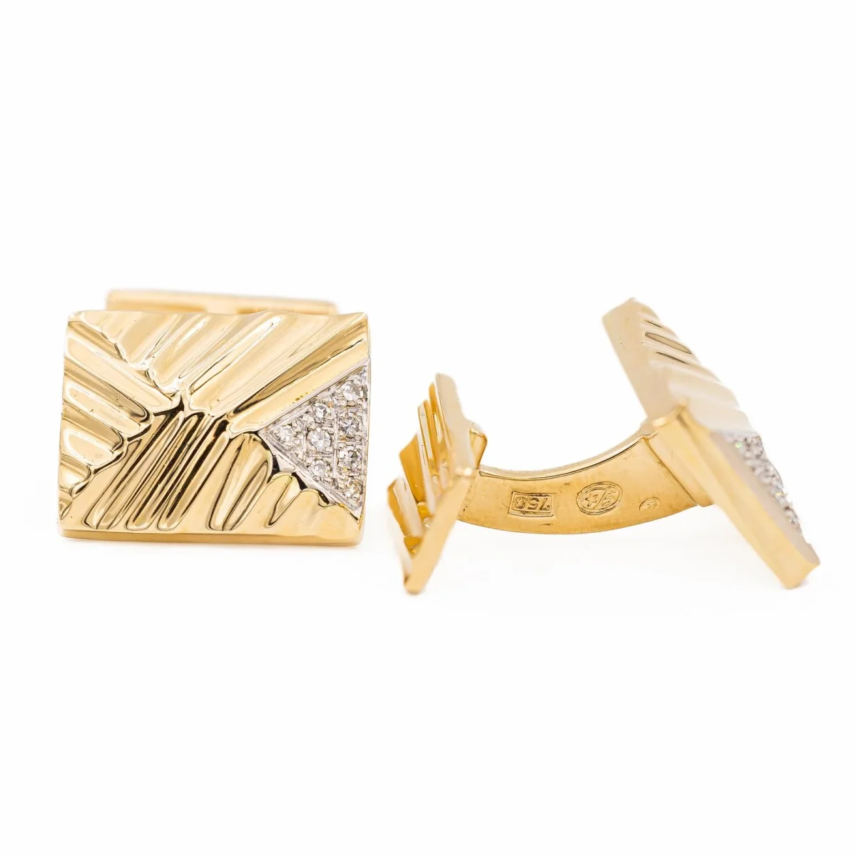 Boutons de manchette Or jaune, Or blanc Diamant – Image 3
