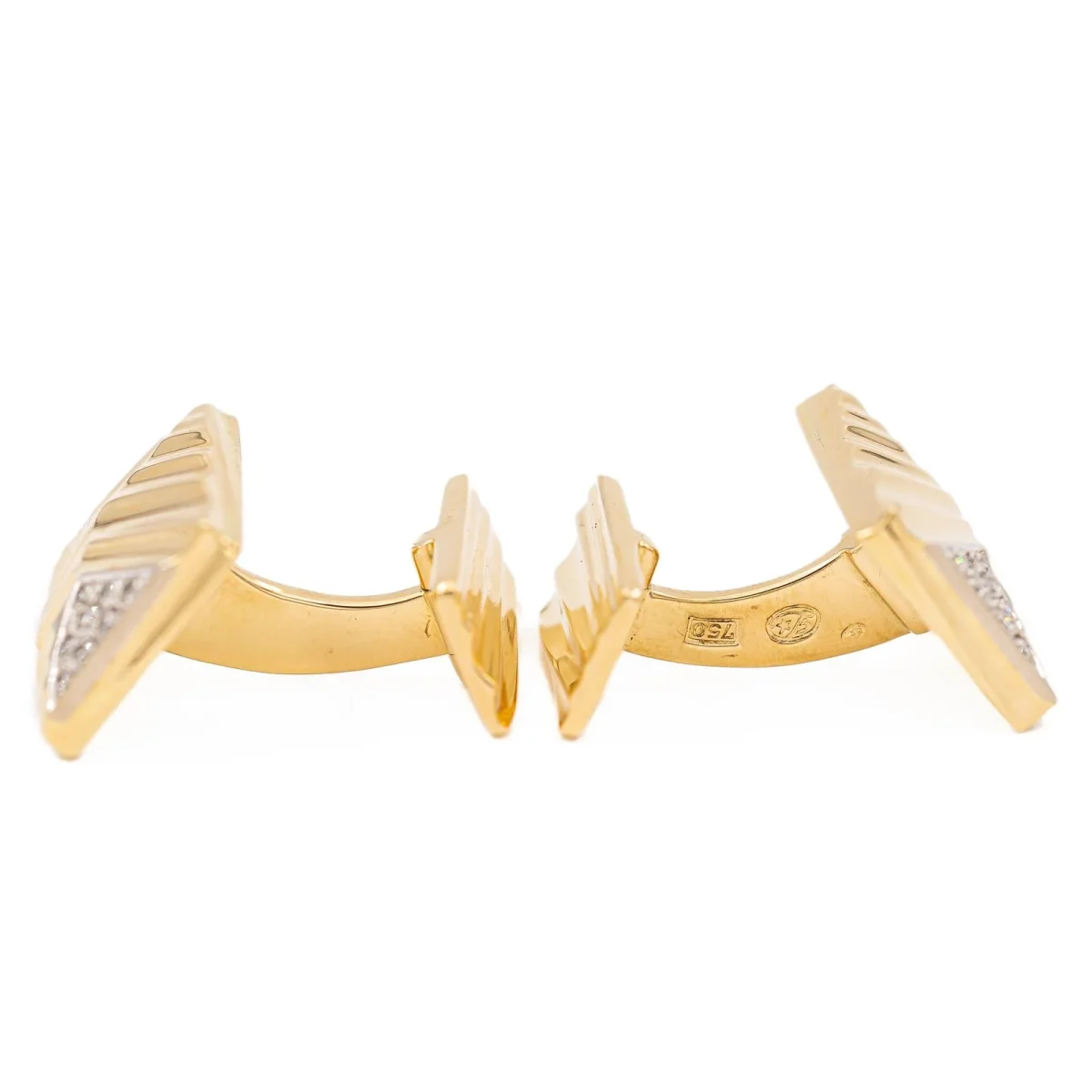 Boutons de manchette Or jaune, Or blanc Diamant – Image 4