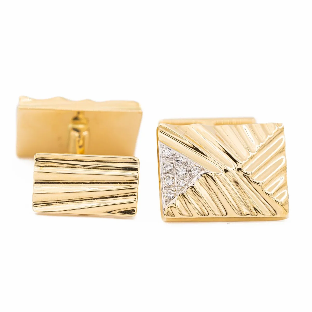Boutons de manchette Or jaune, Or blanc Diamant – Image 6