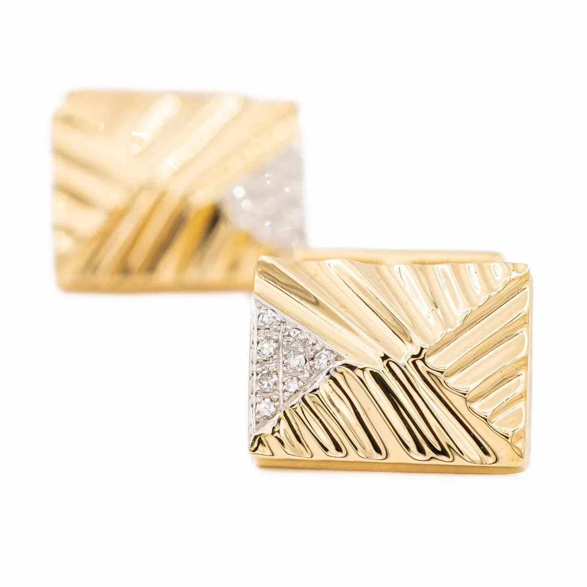 Boutons de manchette Or jaune, Or blanc Diamant – Image 7