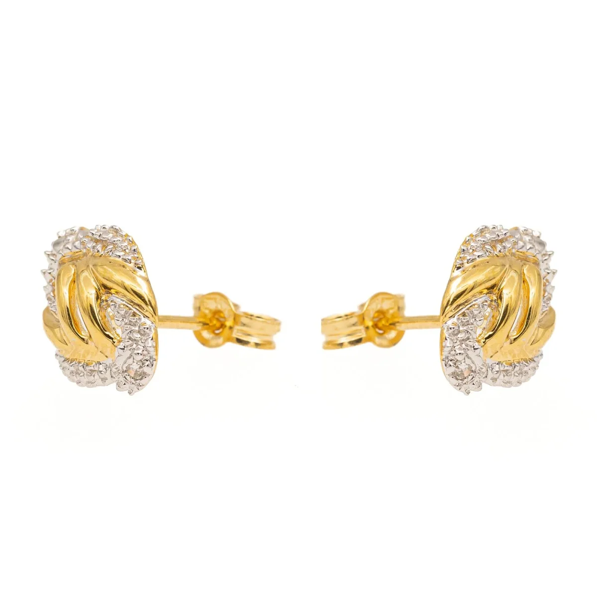 Boucles d'oreilles Puces Or jaune, Or blanc Diamant – Image 3