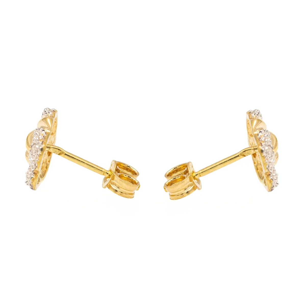 Boucles d'oreilles Puces Or jaune, Or blanc Diamant – Image 4