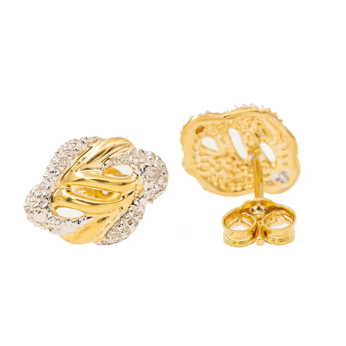 Boucles d'oreilles Puces Or jaune, Or blanc Diamant – Image 5