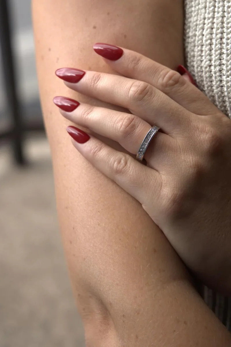 Bague Alliance américaine Or blanc Diamant – Image 3