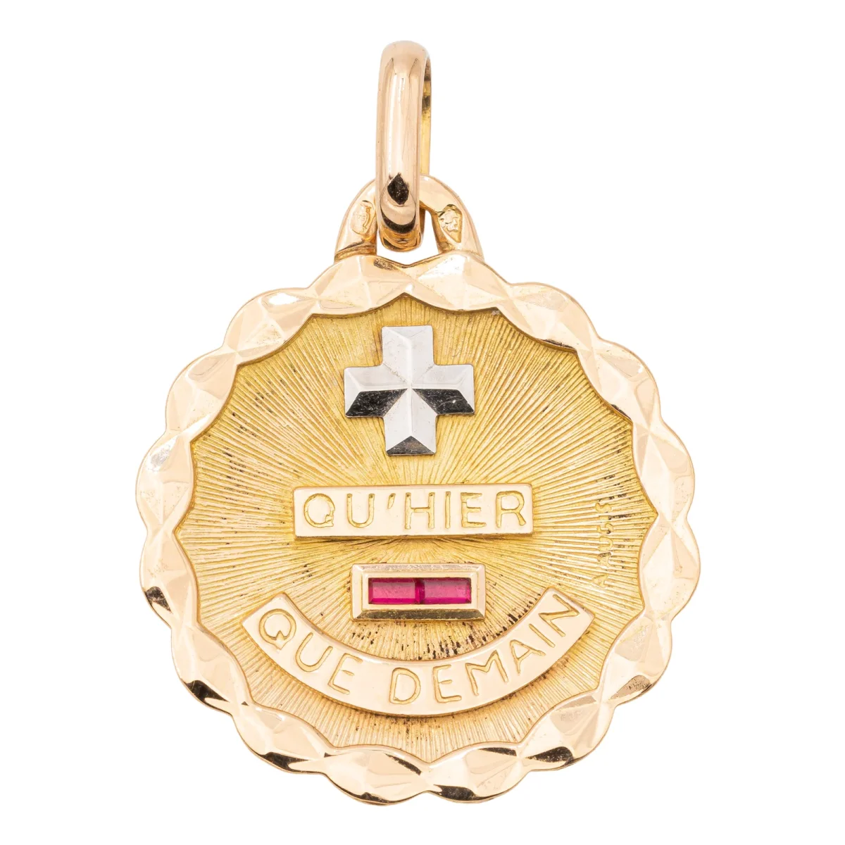 Augis Pendentif Médaille Médaille d'amour Or jaune, Or blanc Rubis – Image 2