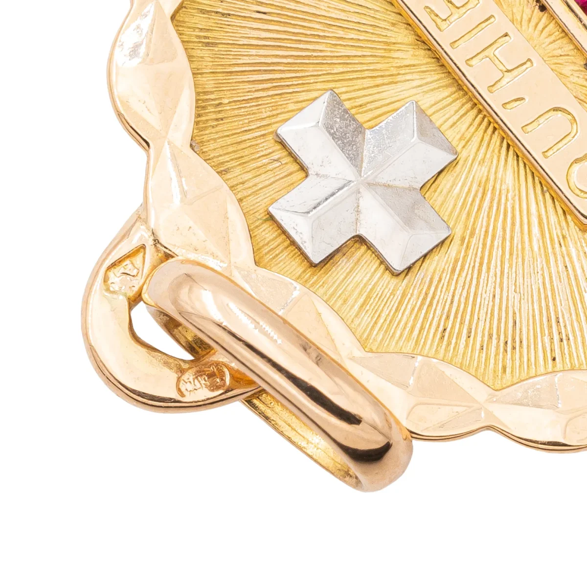 Augis Pendentif Médaille Médaille d'amour Or jaune, Or blanc Rubis – Image 5