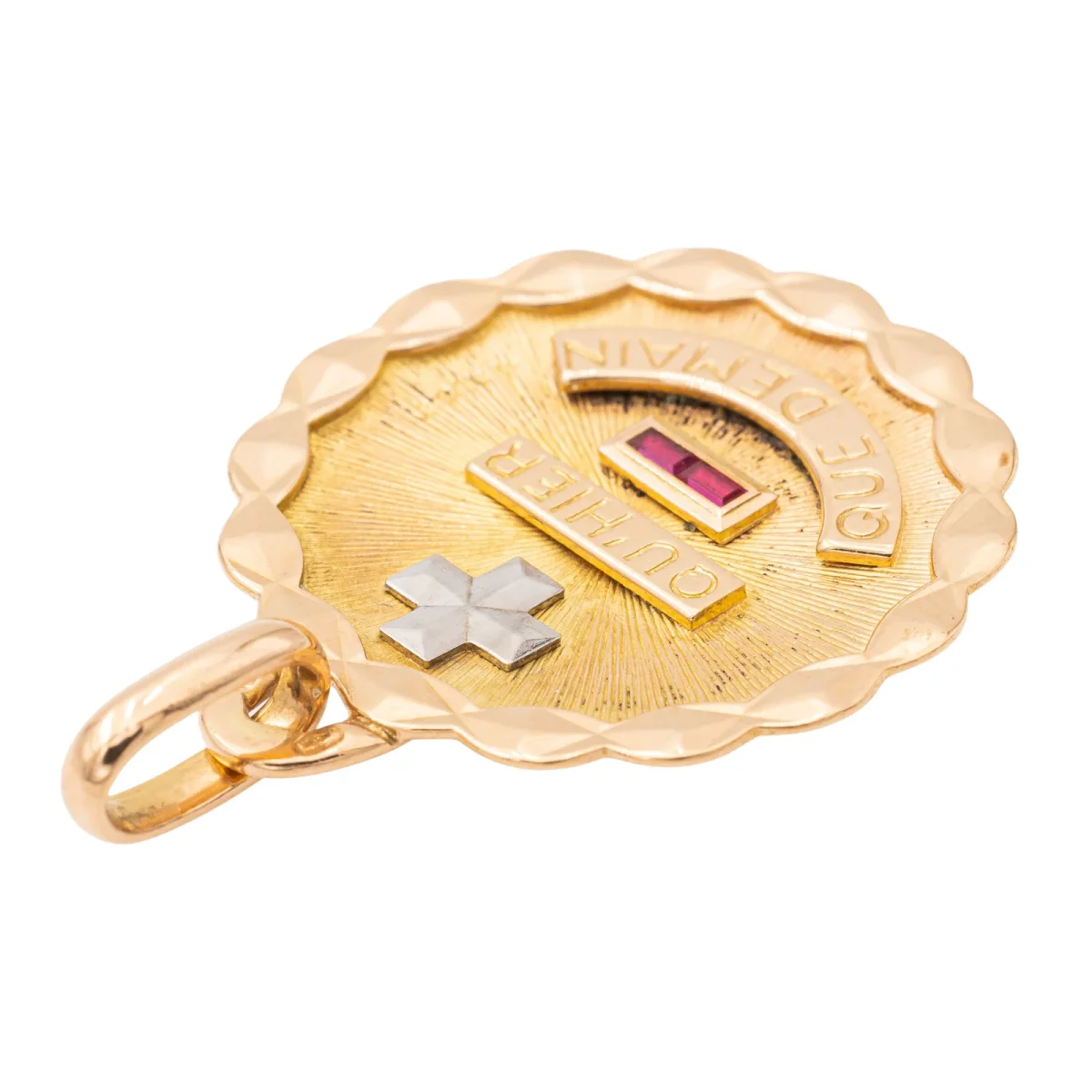 Augis Pendentif Médaille Médaille d'amour Or jaune, Or blanc Rubis – Image 6
